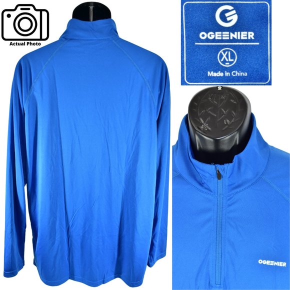 OGEENIER XL Blue 1/4 Zip Pullover Long Sleeve Sun Protection UPF 50+ Fishing - Picture 5 of 9